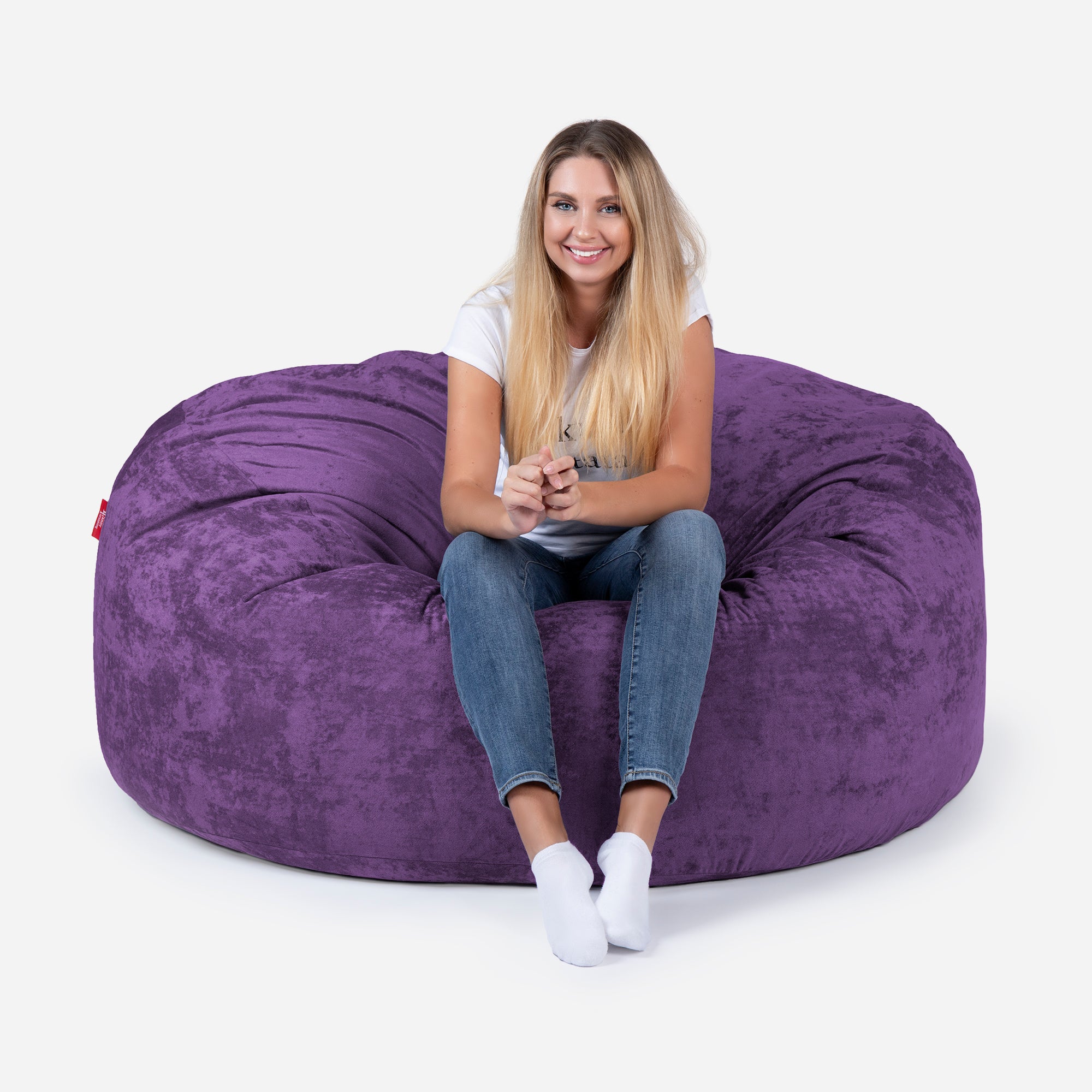 Large purple outlet bean bag chair