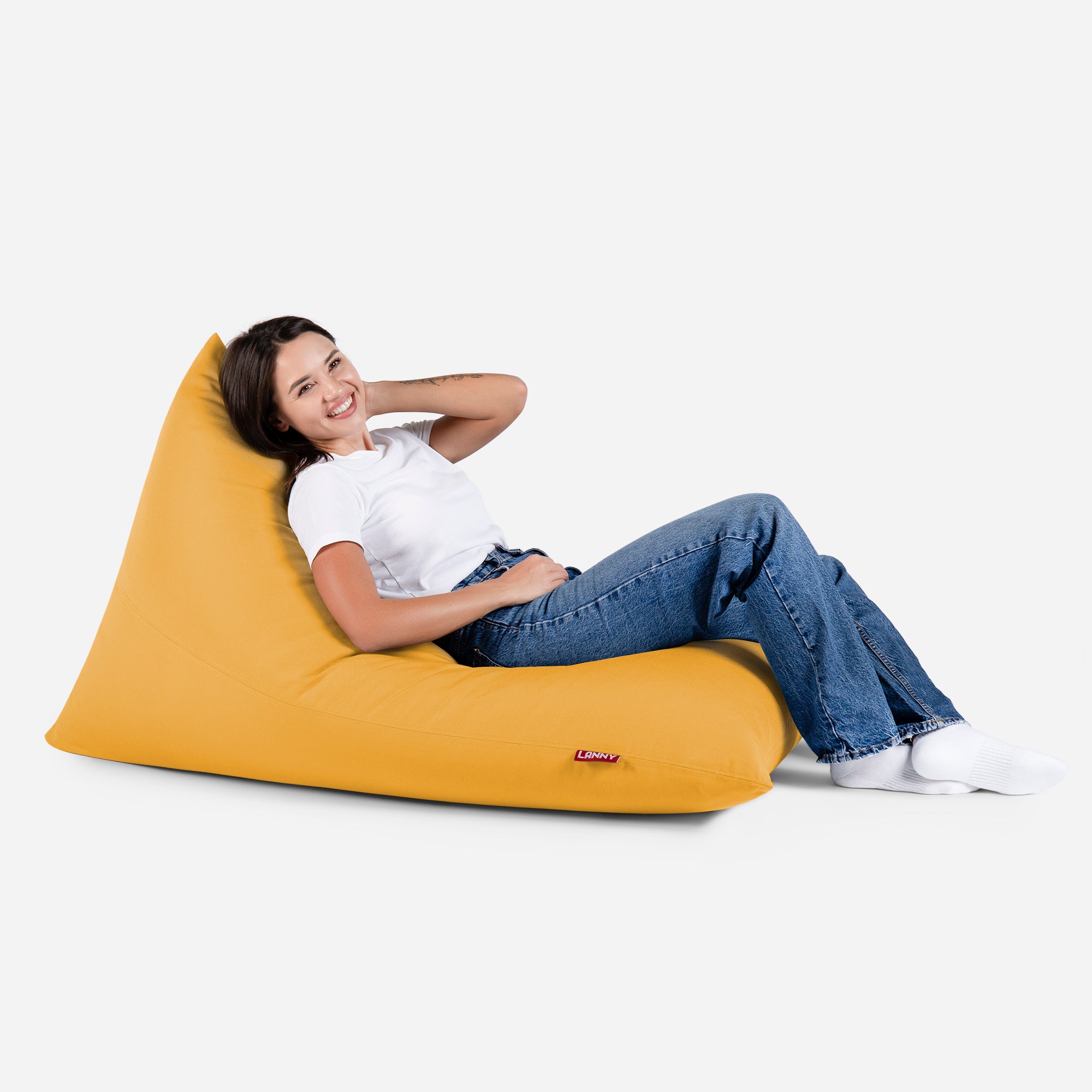 Yellow bean bag chair with filling sale