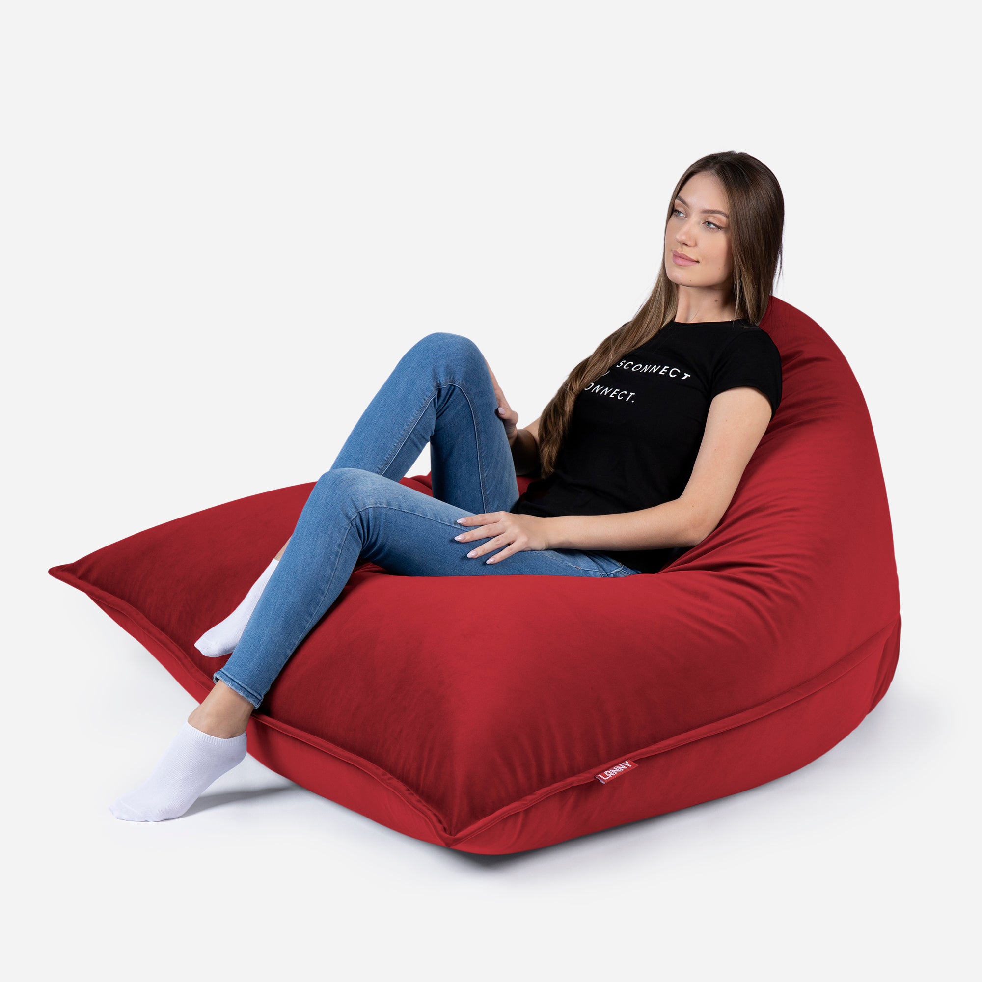 Sloppy Large Velvet Red Bean bag