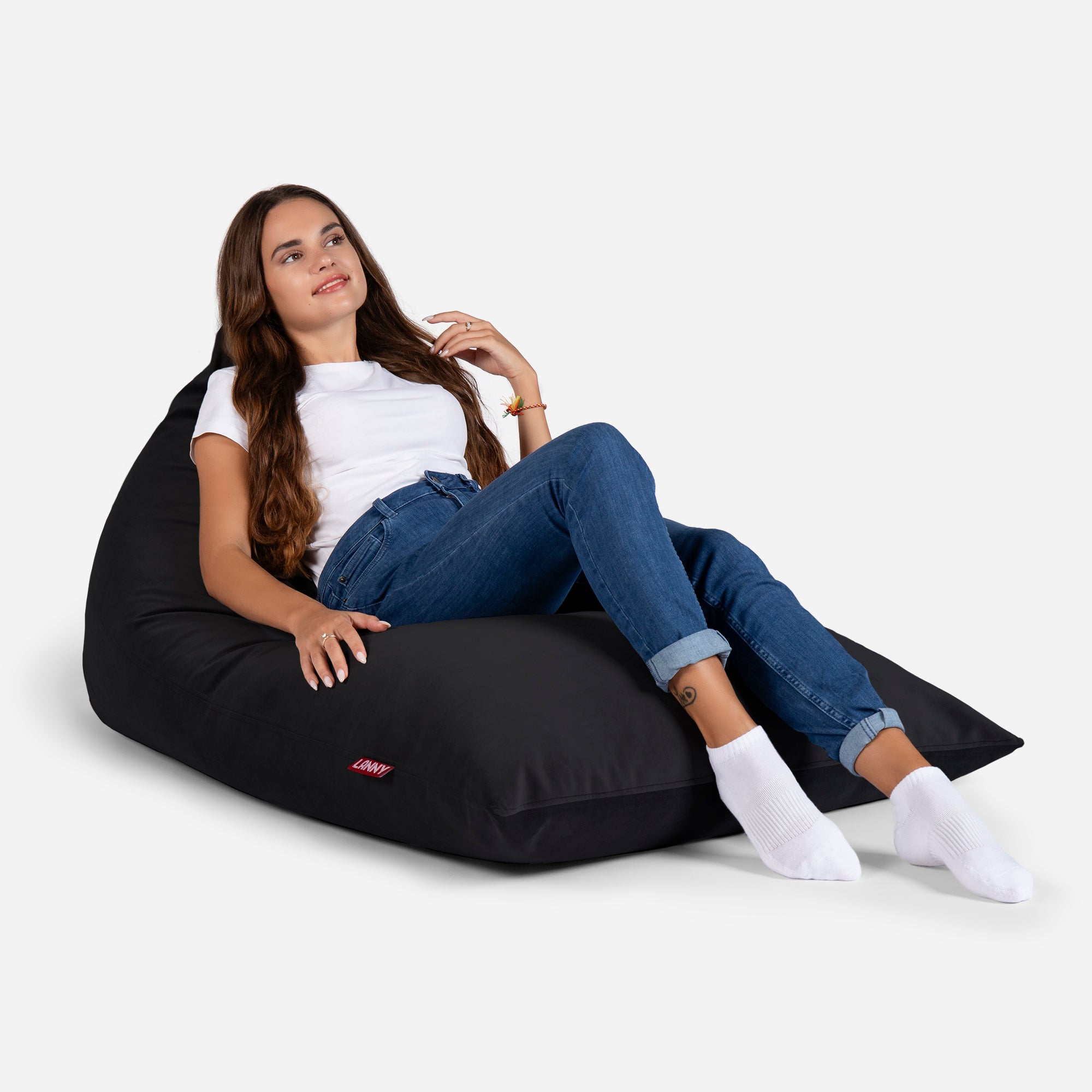 Slim Velvet Black Bean bag