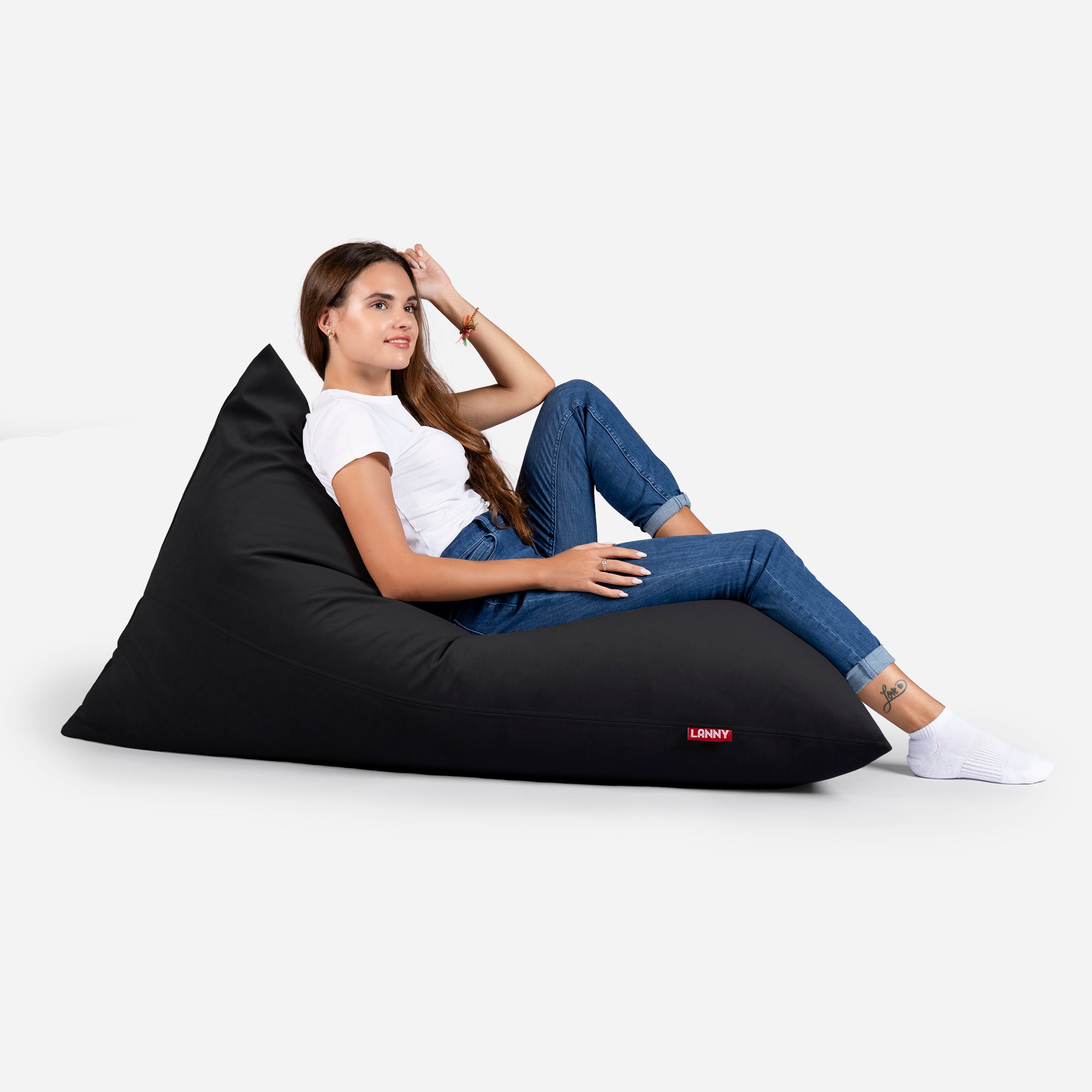 Slim Velvet Black Bean bag