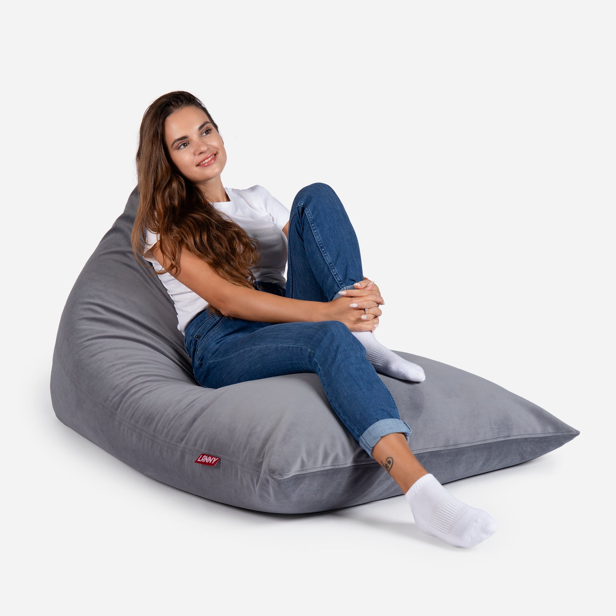 Slim Velvet Gray Bean bag