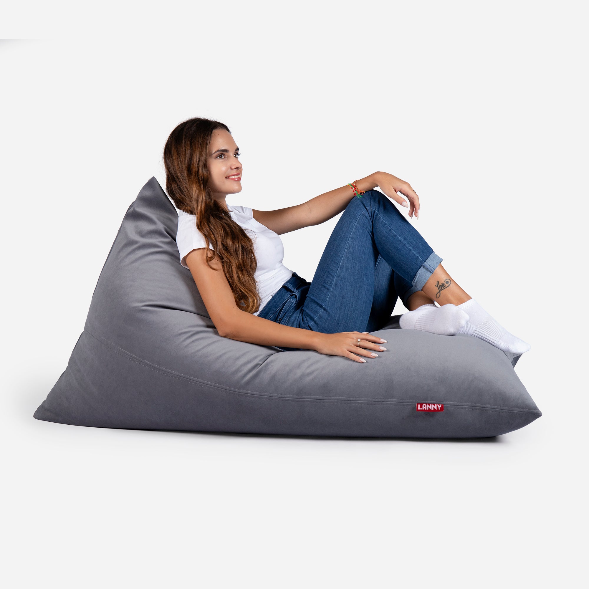 Slim Velvet Gray Bean bag