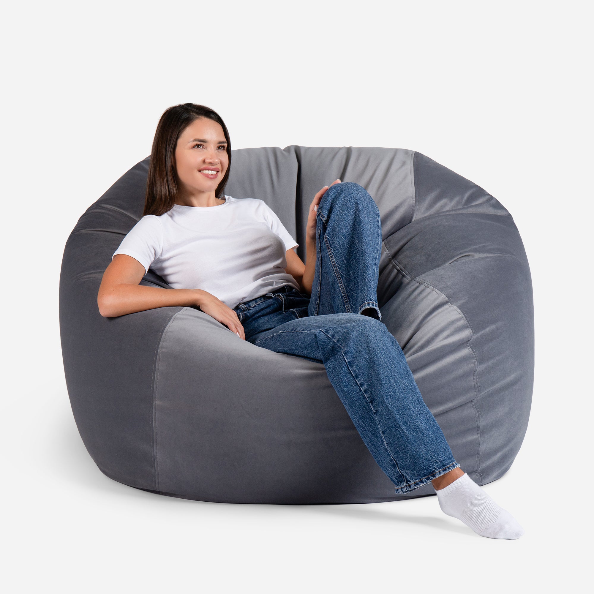 Sphere Large Velvet Gray Bean bag