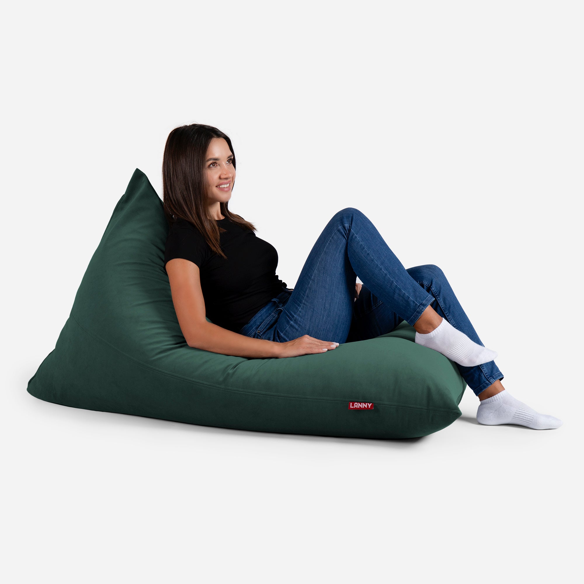 Slim Velvet Green Bean bag