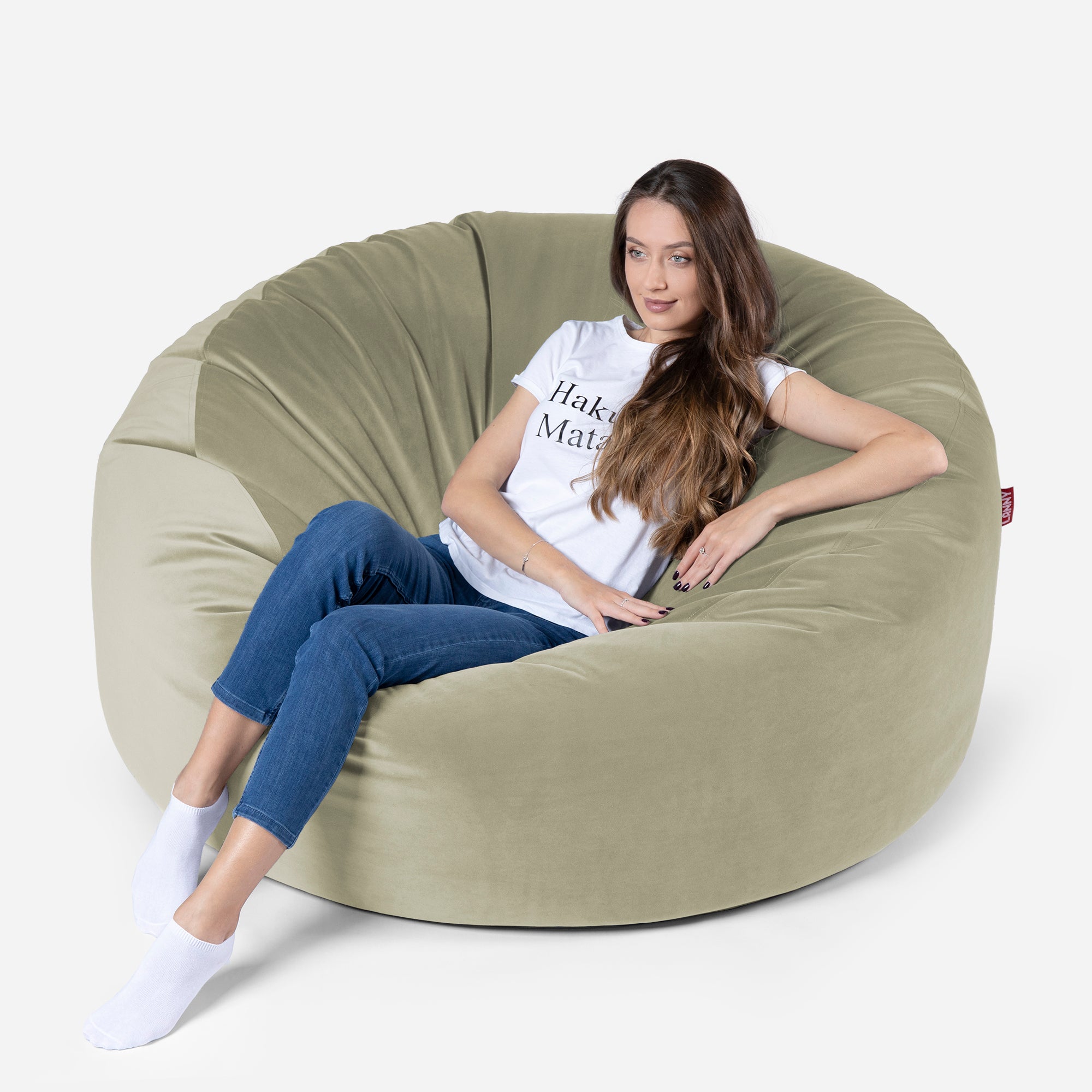 Large Original Velvet Khaki Bean Bag