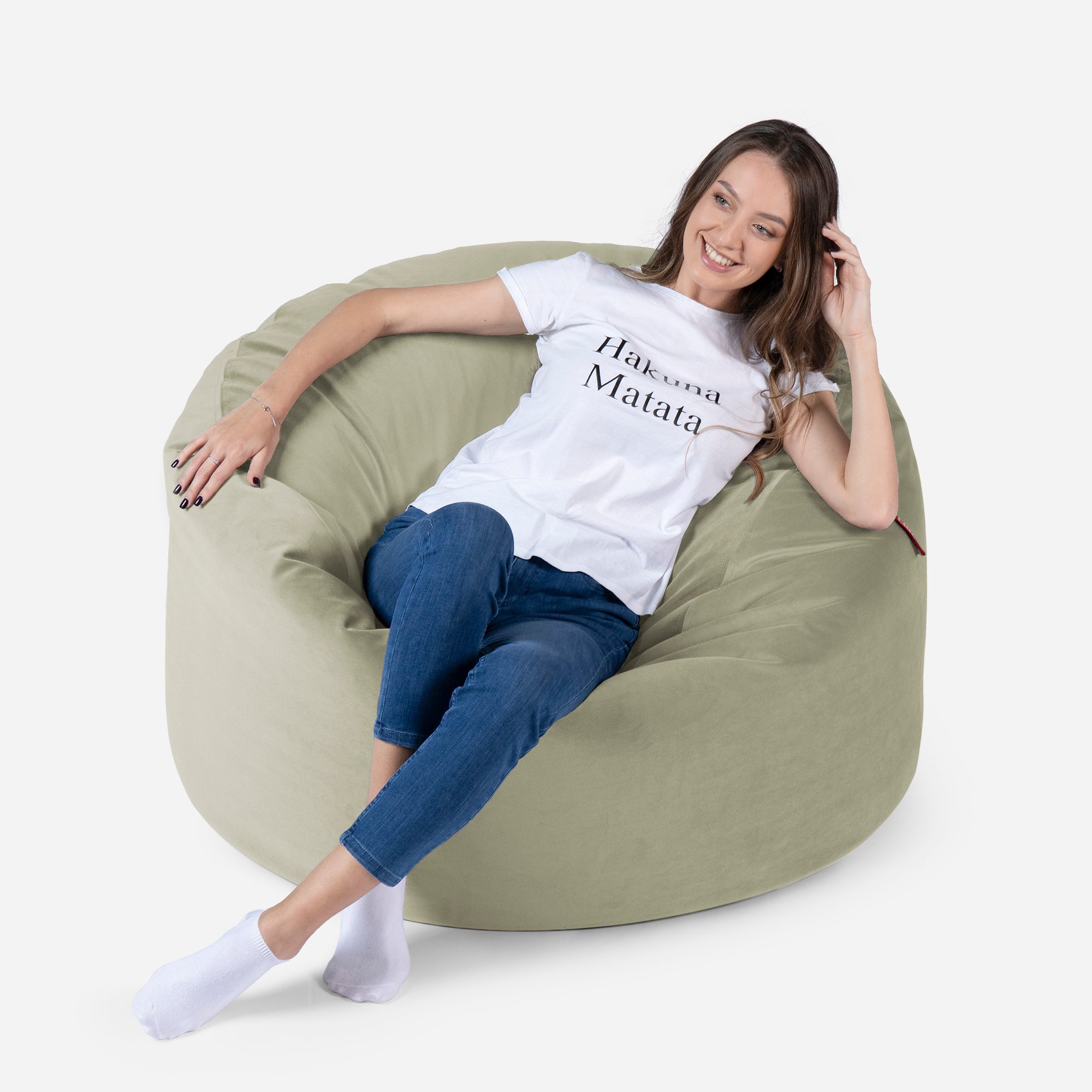 Original Medium Velvet Khaki Bean Bag