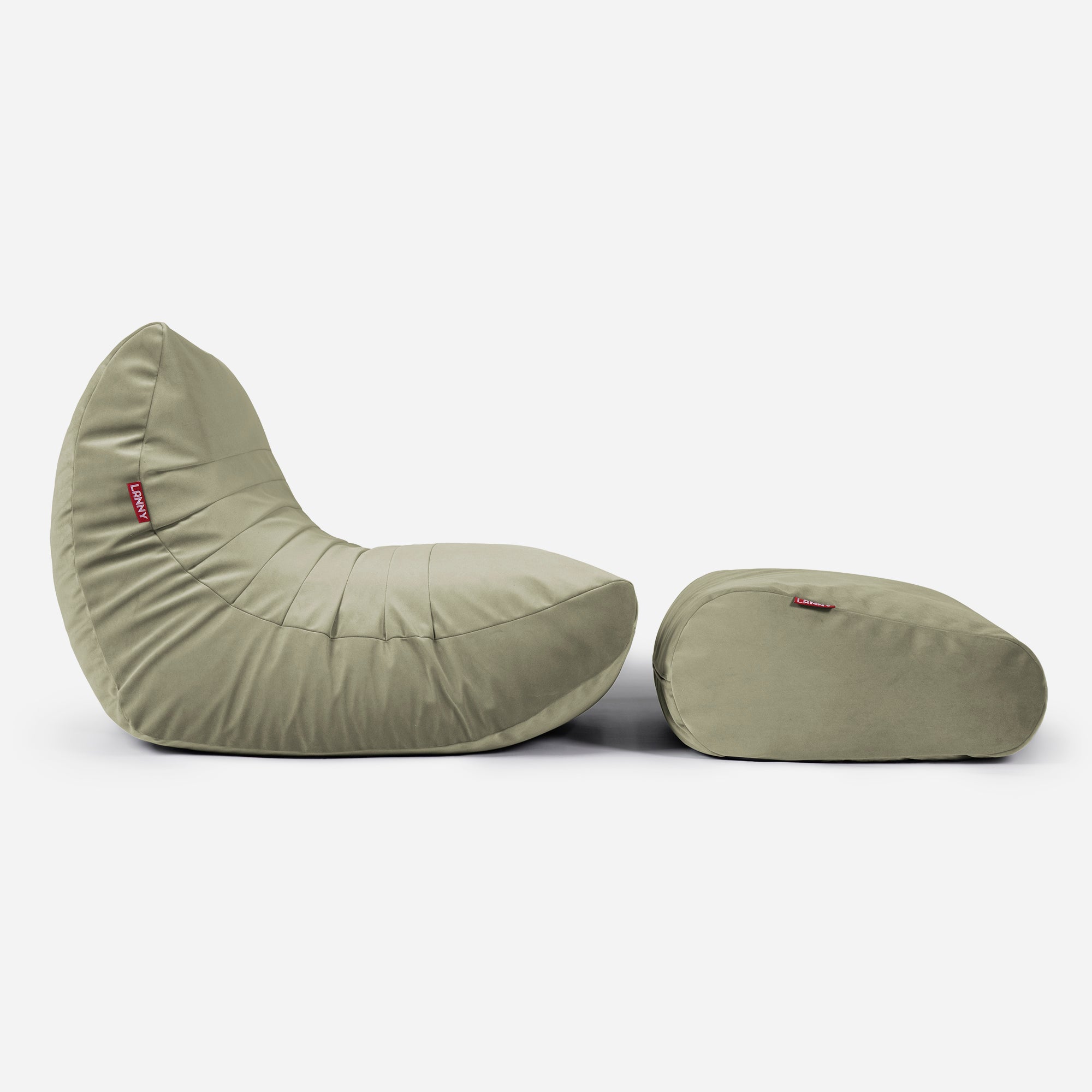 Curvy Velvet Khaki Bean bag Chair