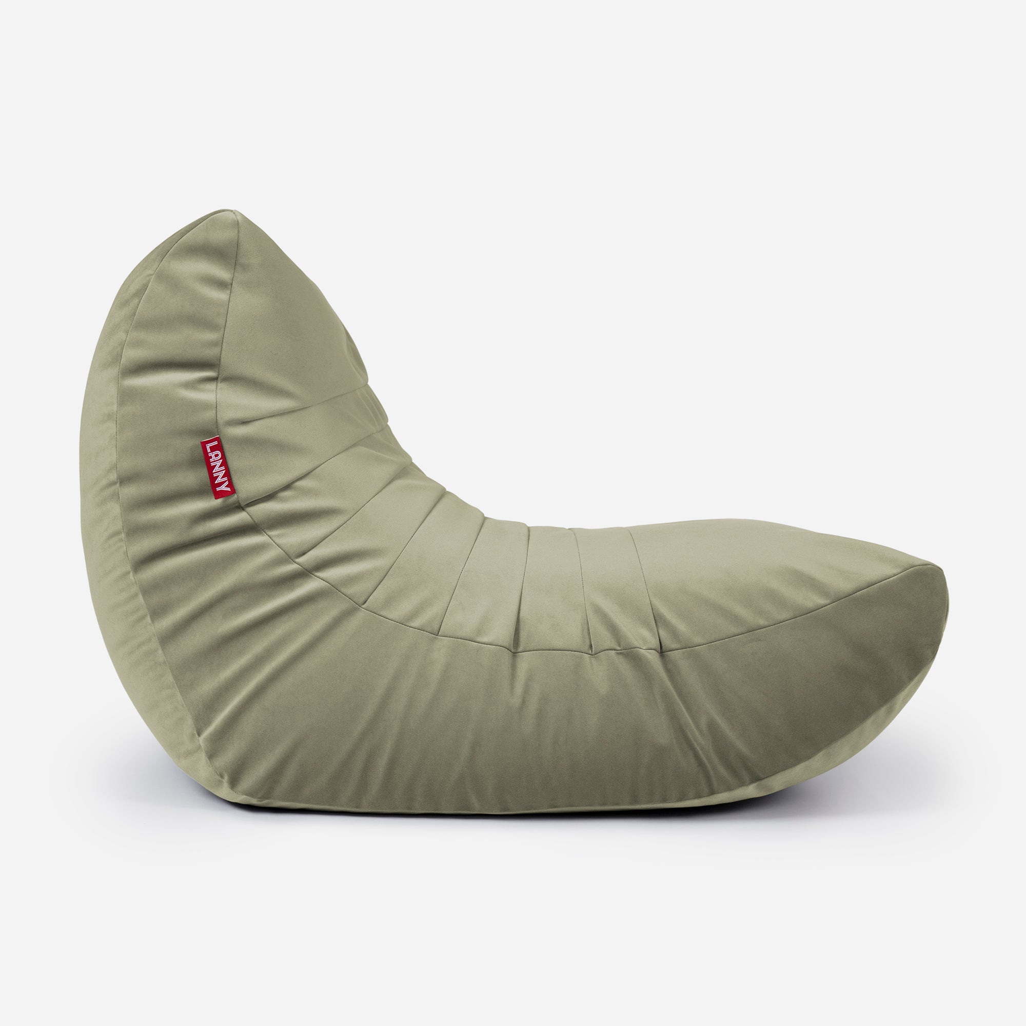 Curvy Velvet Khaki Bean bag Chair