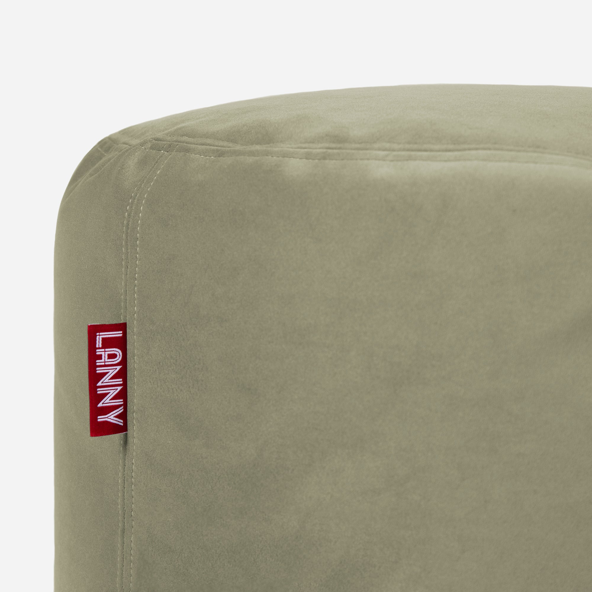 Medium Velvet Khaki Pouf