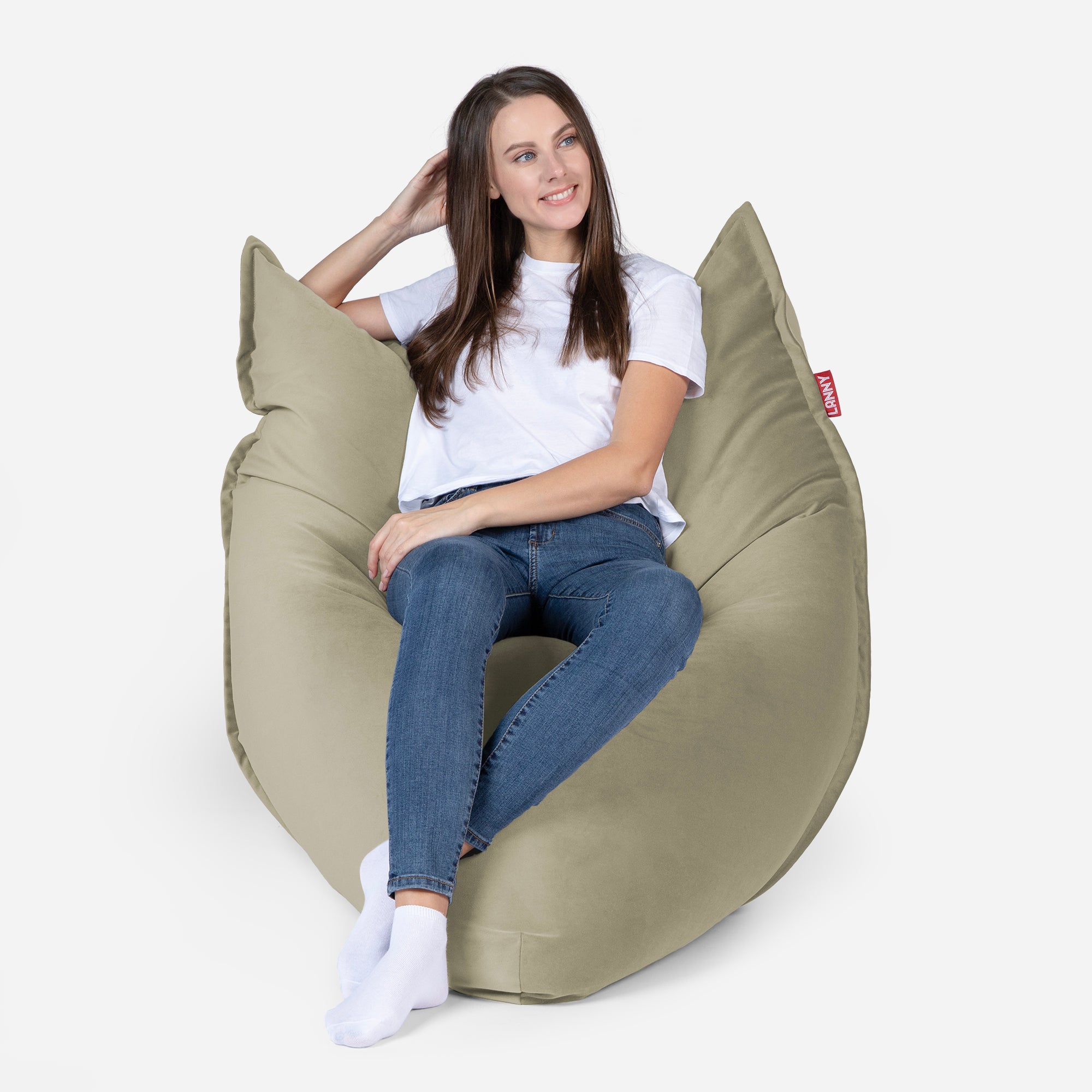 Sloppy Mini Velvet Khaki Bean bag