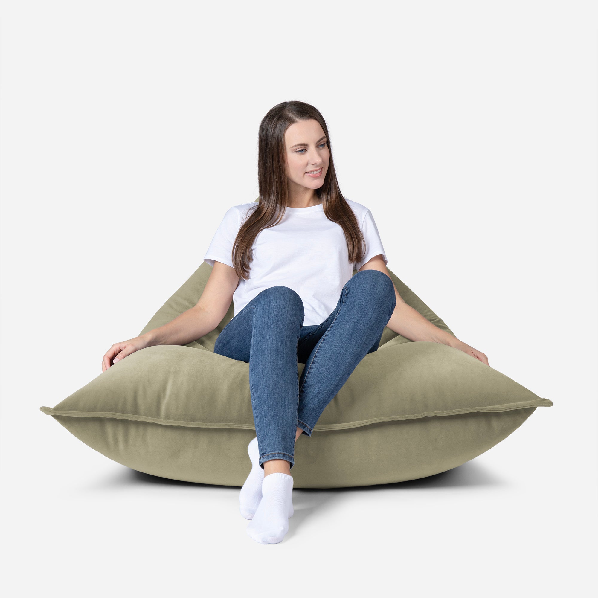 Mini Sloppy Velvet Khaki Bean bag