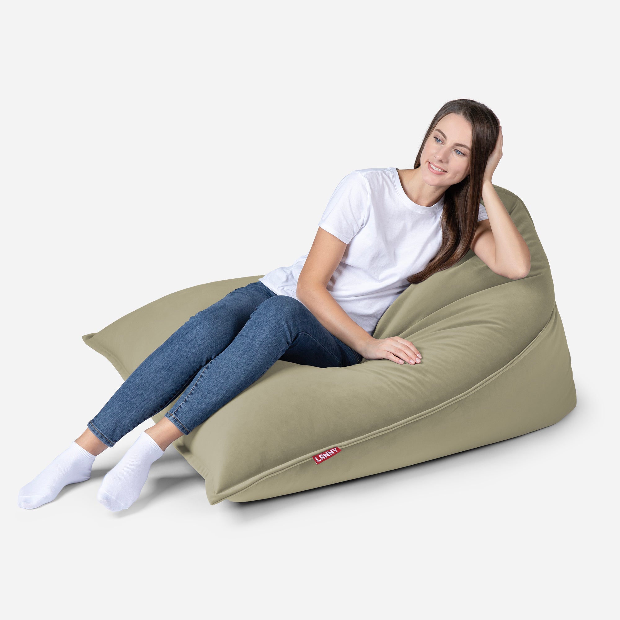 Sloppy Mini Velvet Khaki Bean bag