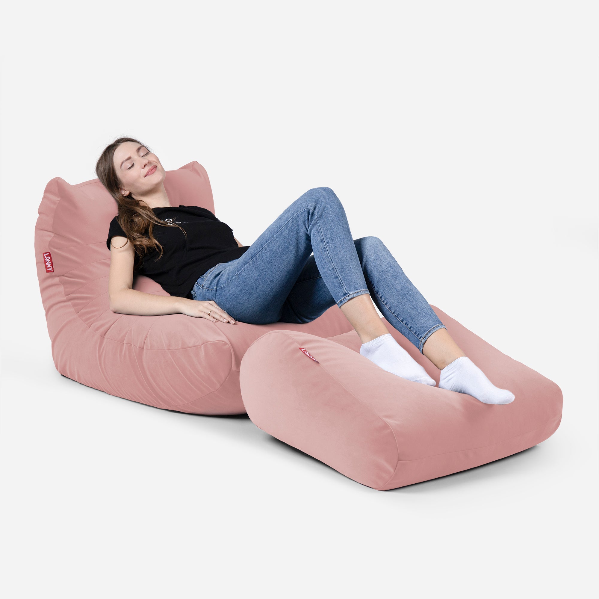 Curvy Velvet Pink Bean bag Chair