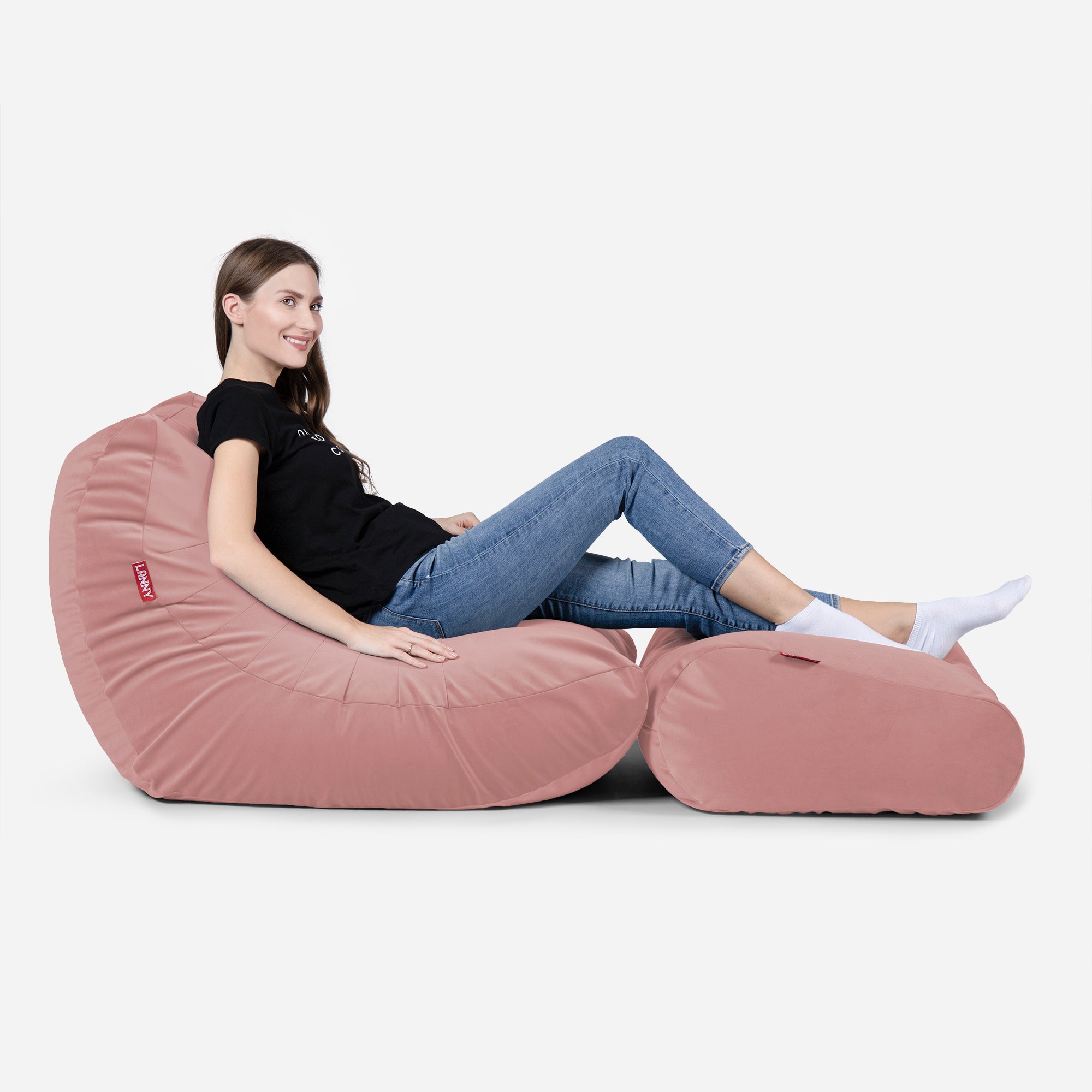 Curvy Velvet Pink Bean bag Chair