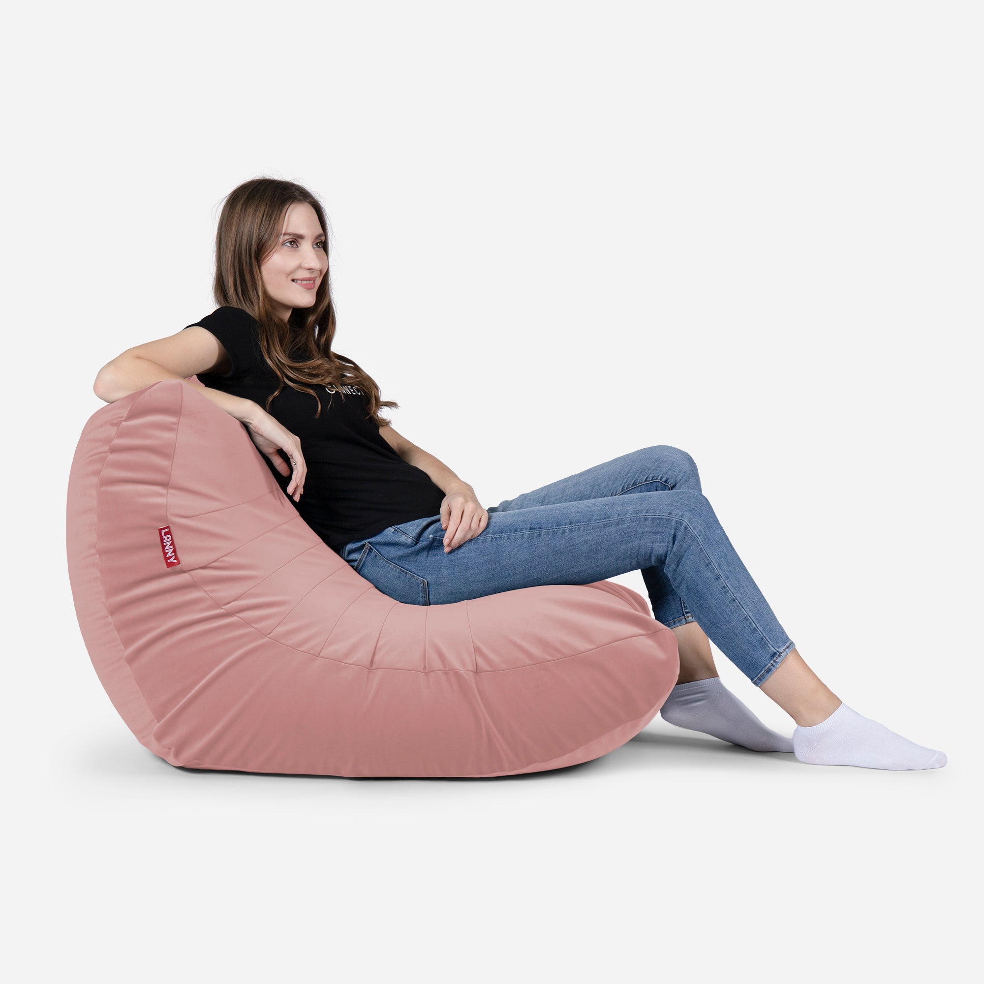 Curvy Velvet Pink Bean bag Chair