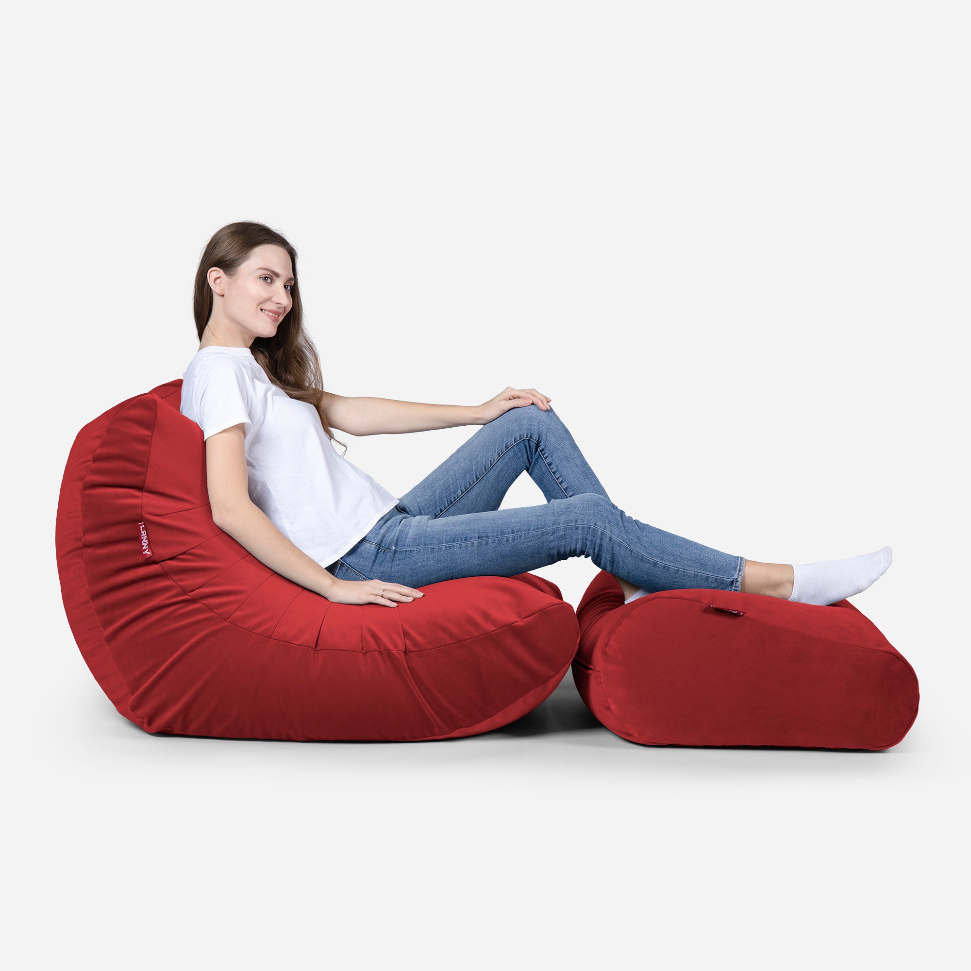 Curvy Velvet Red Bean bag Chair