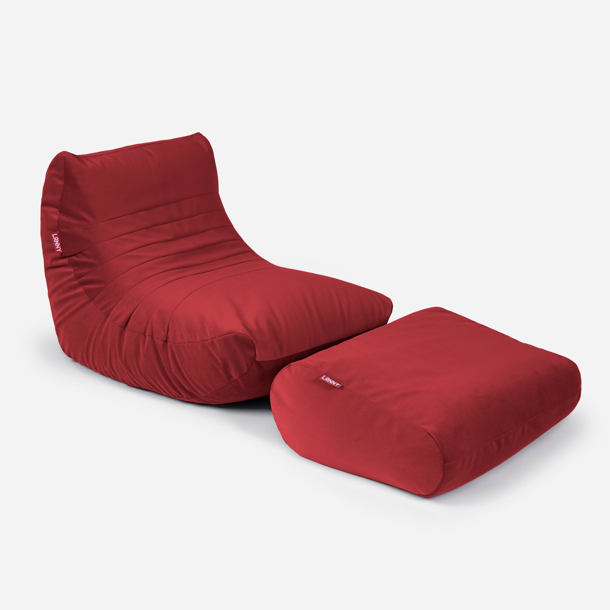 Curvy Velvet Red Bean bag Chair