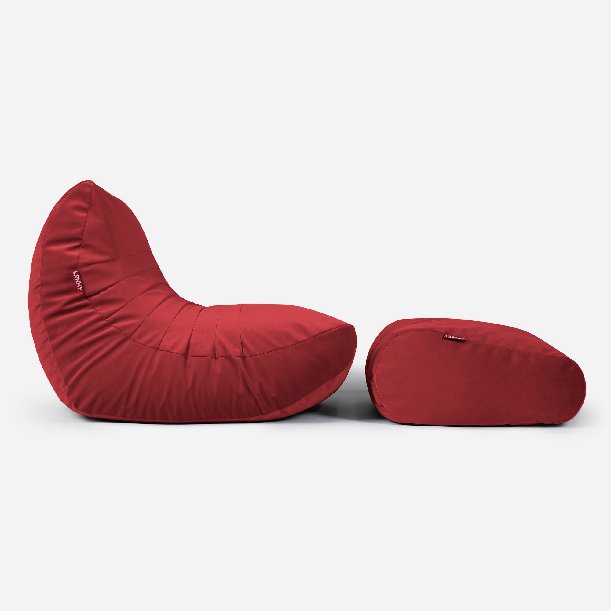 Curvy Velvet Red Bean bag Chair