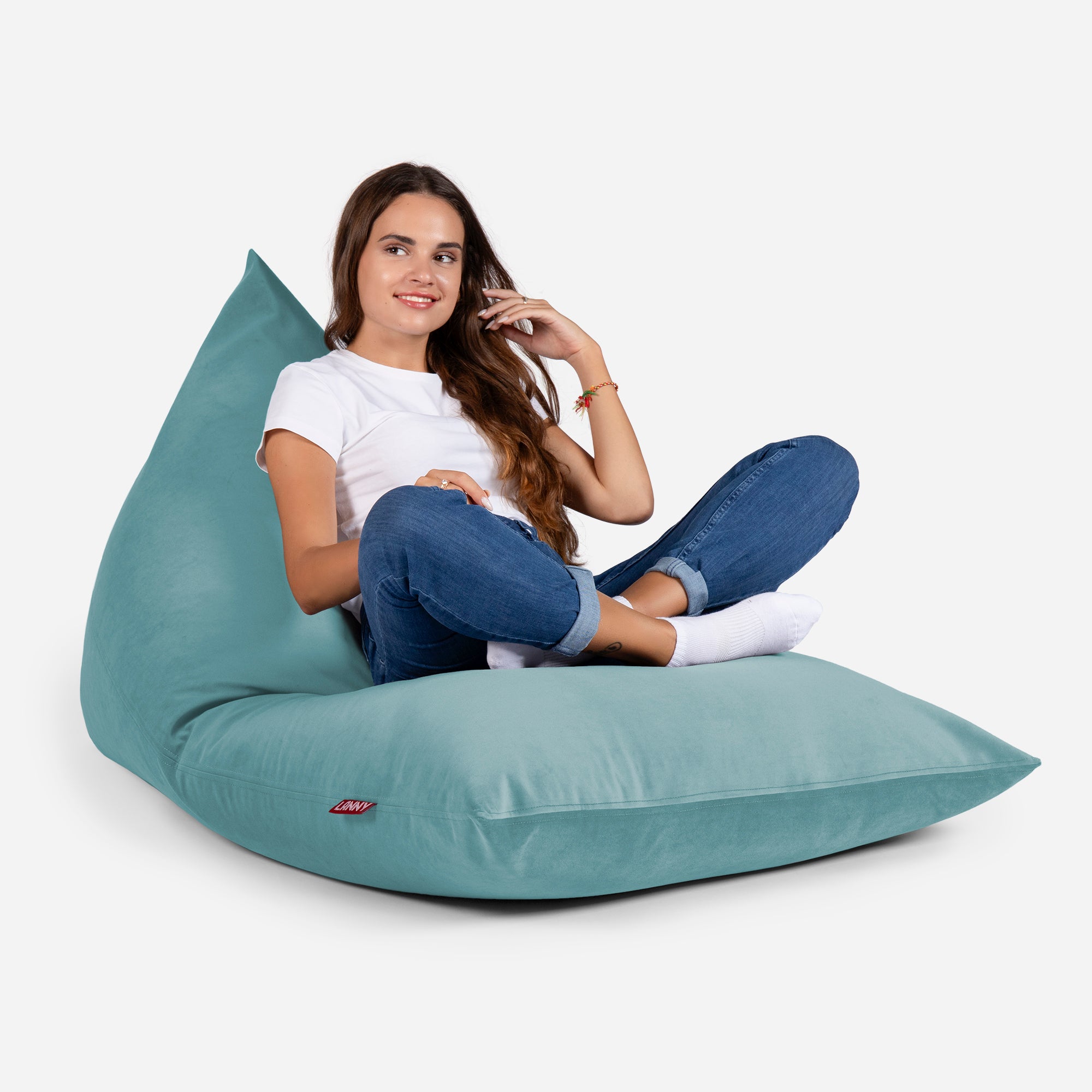 Slim Velvet Turquoise Bean bag