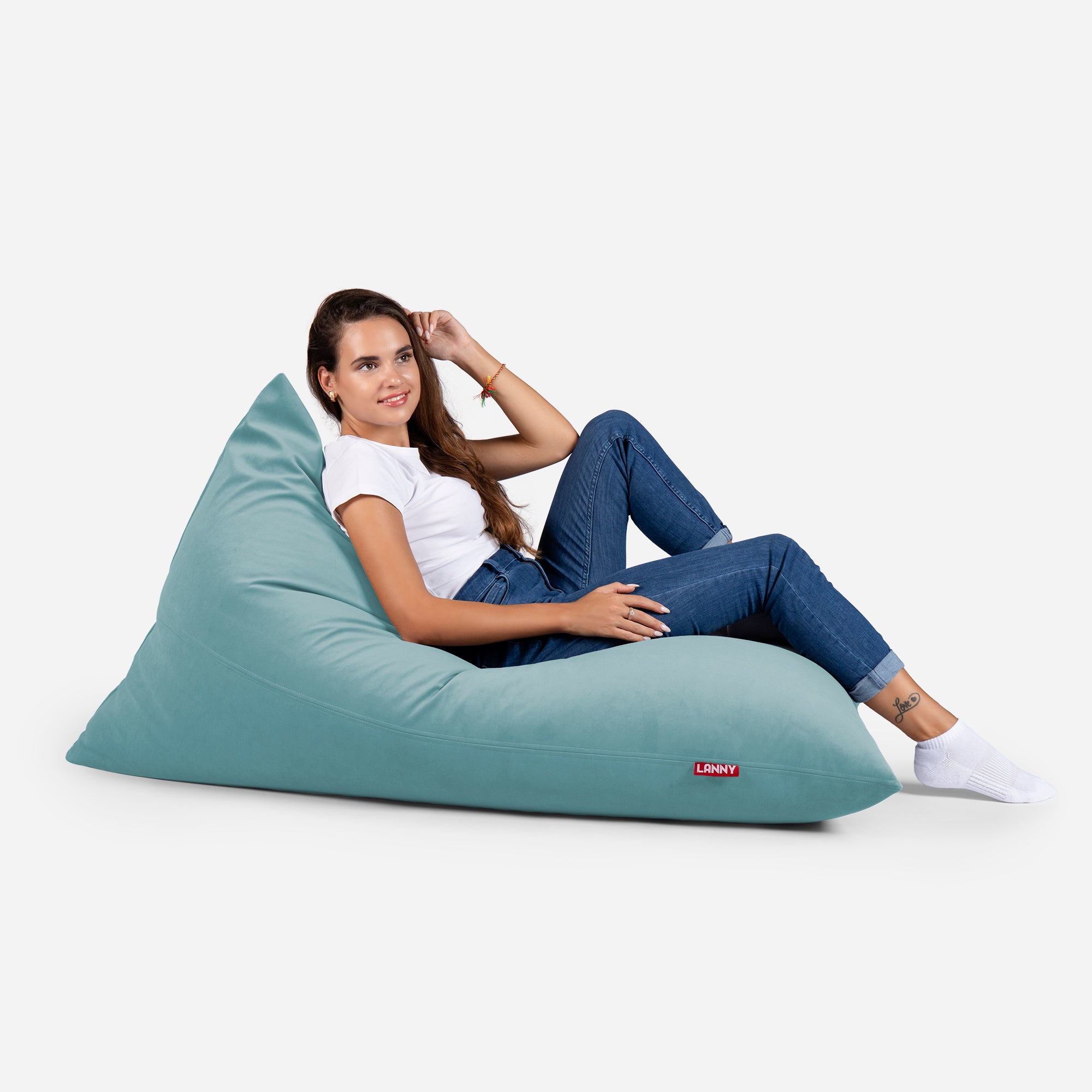 Slim Velvet Turquoise Bean bag