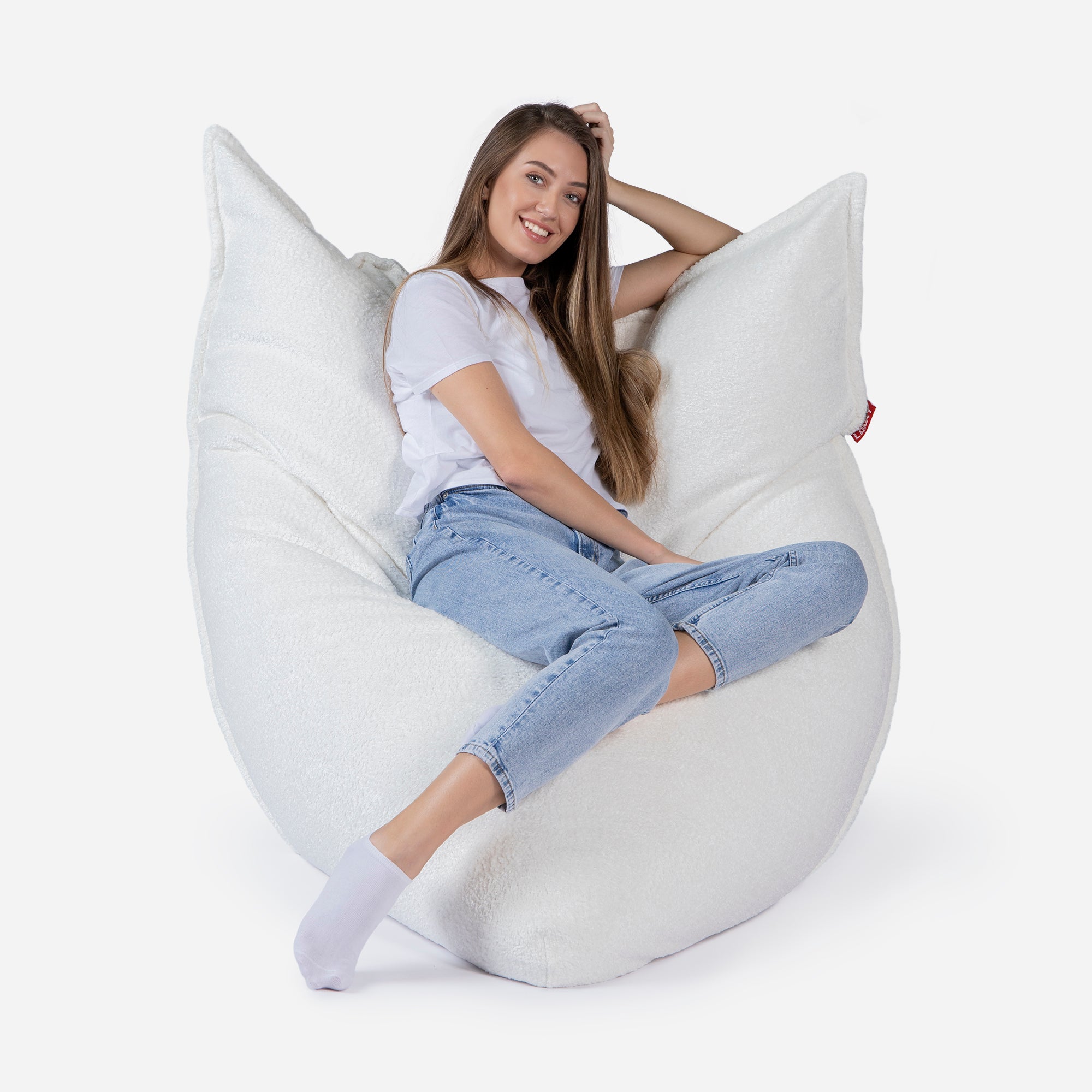 Sloppy Fluffy White Bean bag