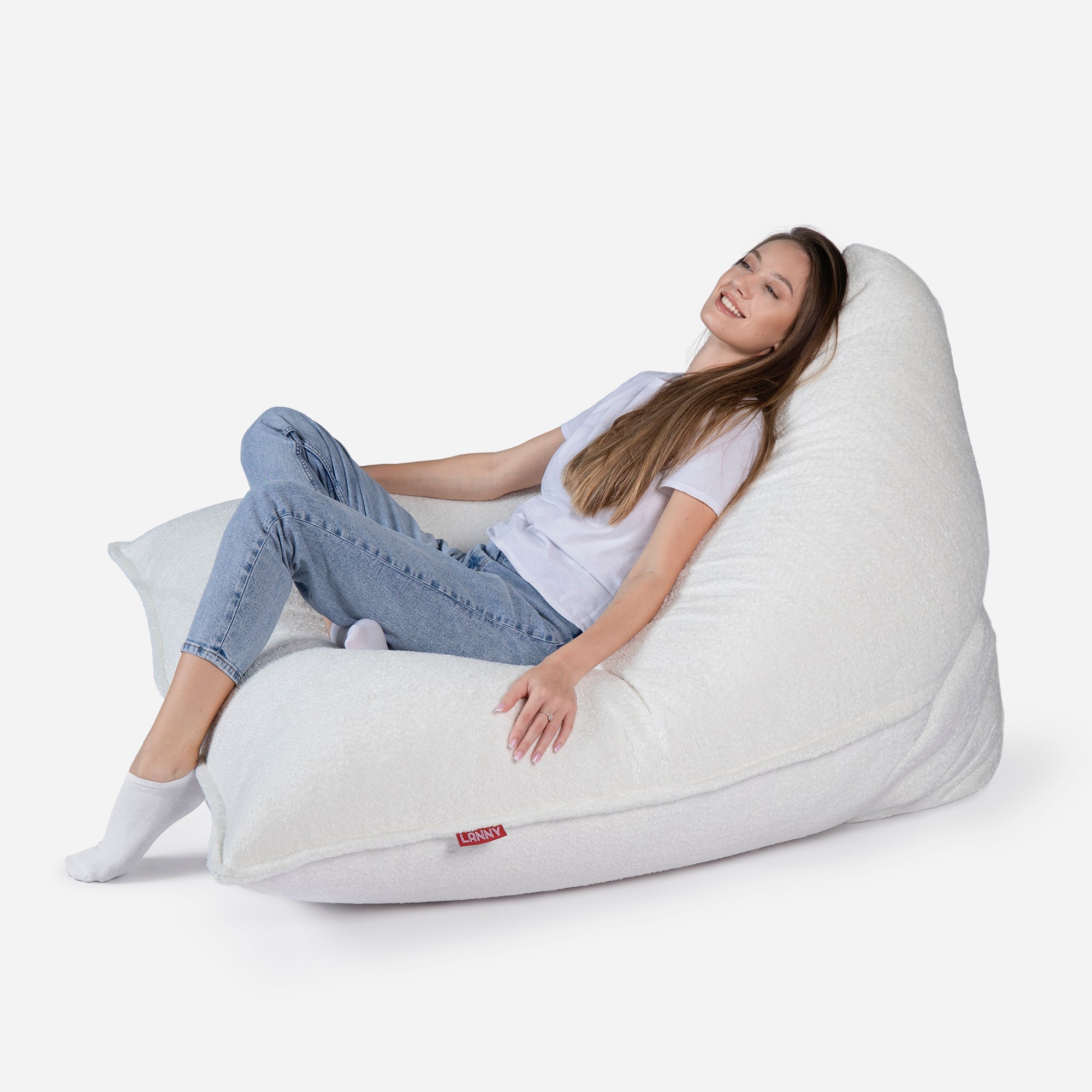 Fluffy white best sale bean bag chair