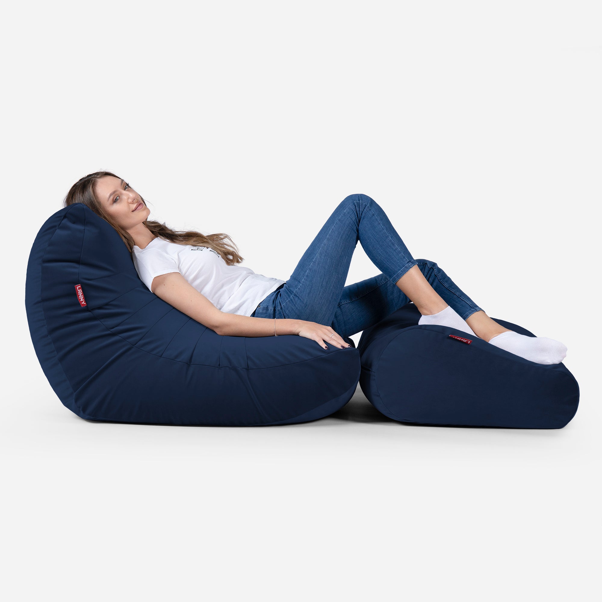 Curvy Velvet Blue Bean bag Chair – Lanny Beanbag